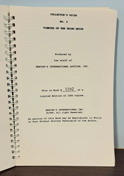 Manion's Collector's Guide No. 4: Tinnies of the Third Reich