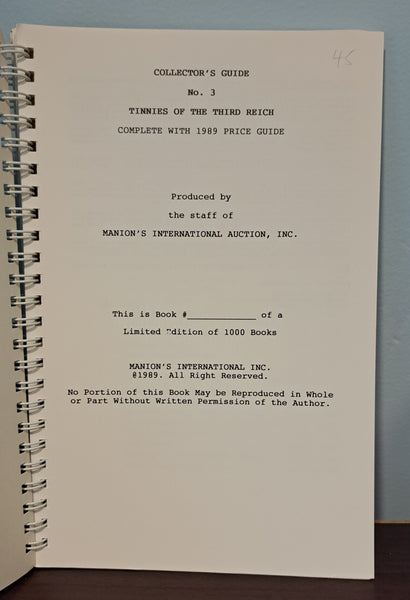 Collector's Guide No. 3: Tinnies of the Third Reich