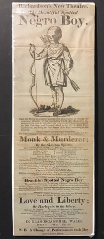Broadside (Playbill) The Beautiful Spotted Negro Boy -  Richardson's New Theatre c1812